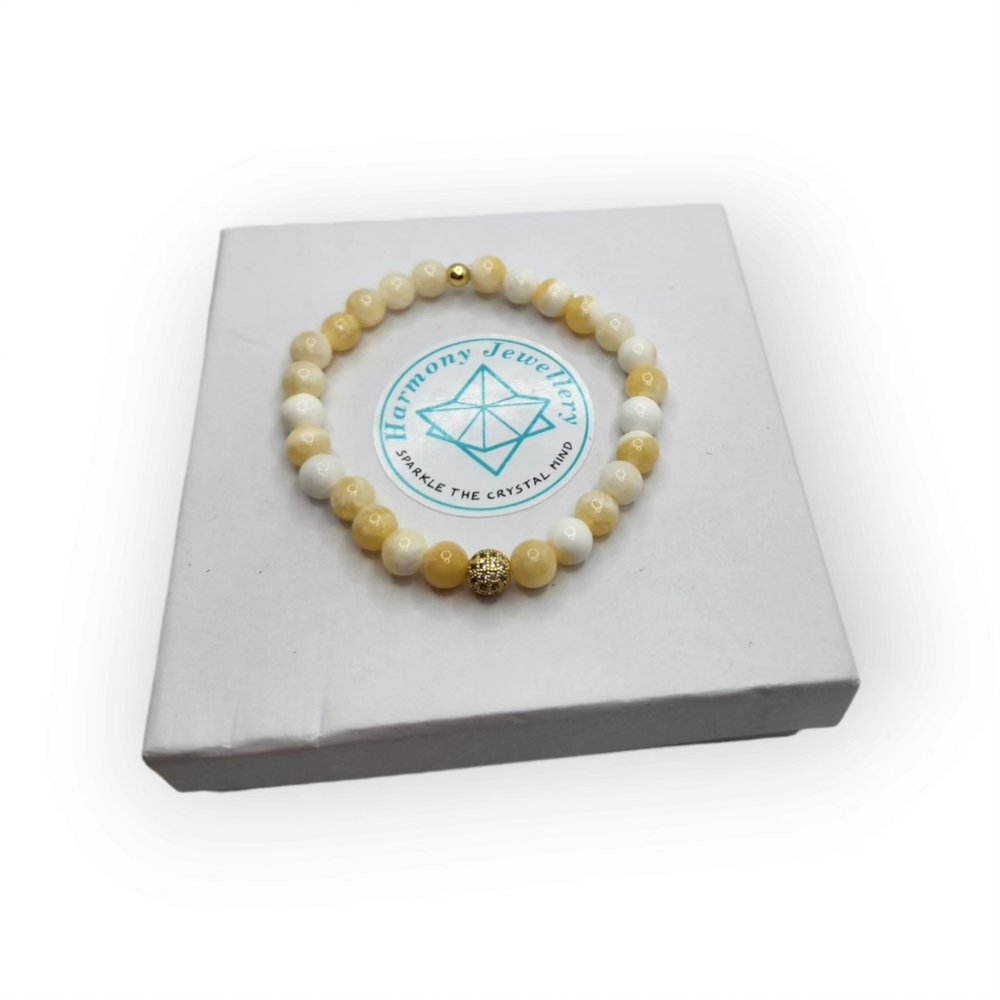 Yellow Jade charm bracelet 6 mm